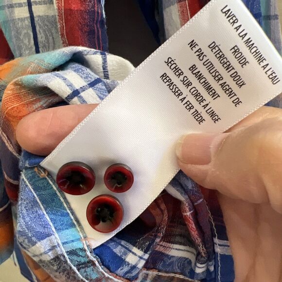 Robert Graham Shirt Mens M Multicolor Plaid Long Sleeve Flip Cuff Button Up - Picture 9 of 11